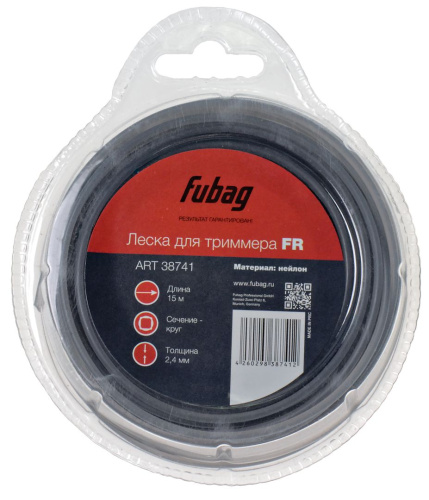 Триммерная леска FUBAG сечение круглое L 15 м * 2.4 мм