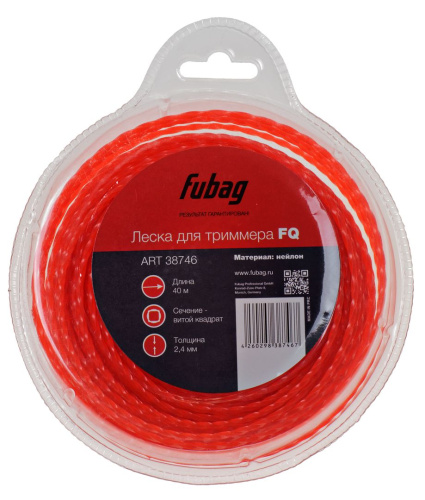 Триммерная леска FUBAG сечение витой квадрат L 40 м * 2.4 мм