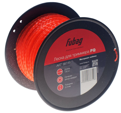 Триммерная леска FUBAG сечение витой квадрат L 130 м * 2.4 мм